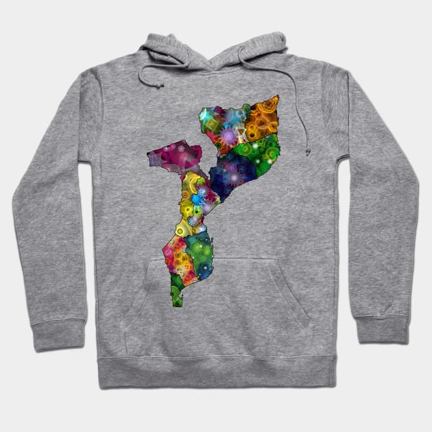 Spirograph Patterned Mozambique Administrative Provinces Map Hoodie by RachelEDesigns